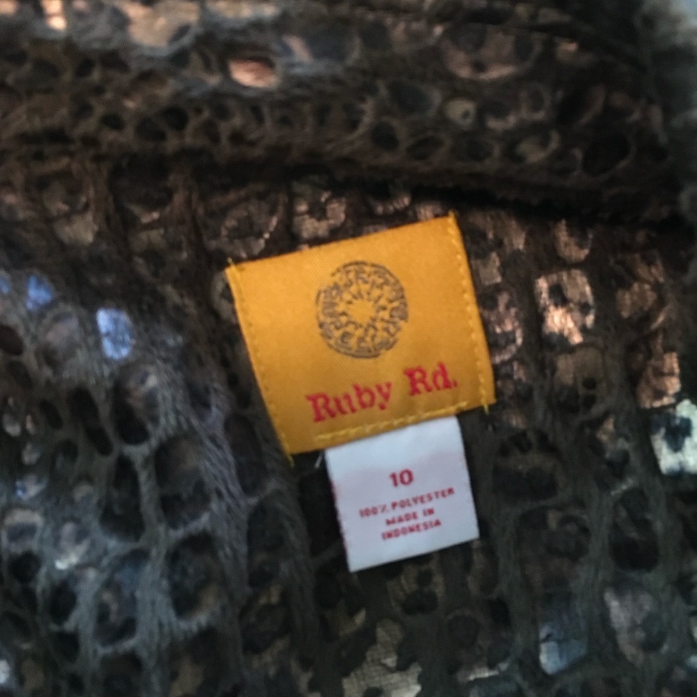 Ruby Rd. Metallic Leopard Print Jacket Full Zip 3… - image 4